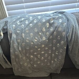 Gray Skull Pattern Womens Sweater